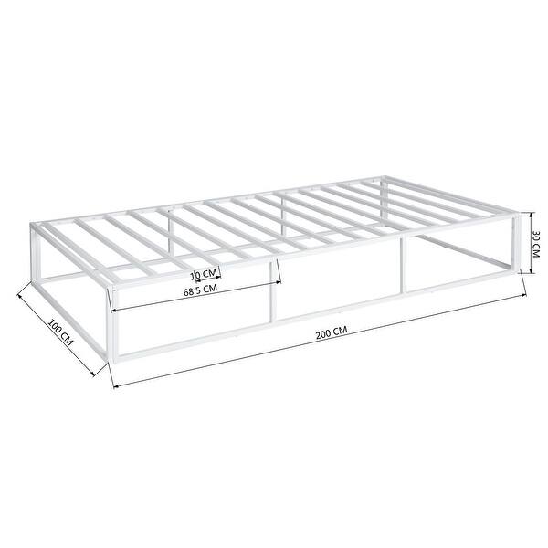 Twin Bed Frame White 12"H Steel Platform Metal Bed Frame with Storage